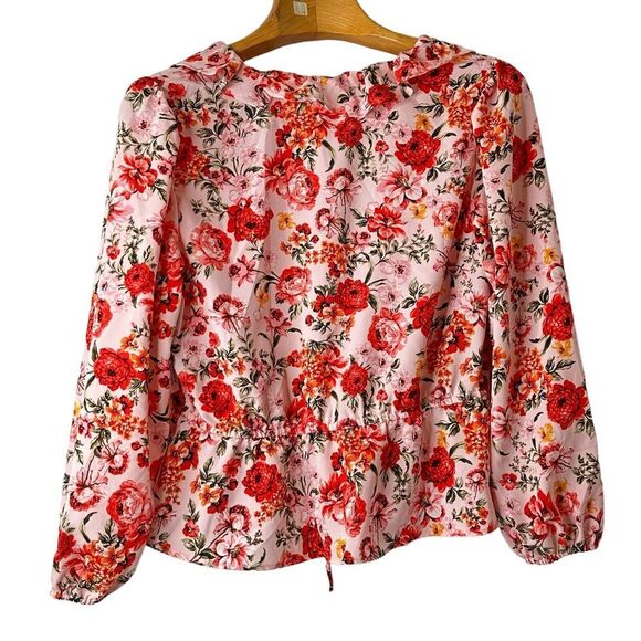 Old Navy Top XL Floral Boho Peasant Blouse Puff Sleeve Ruffle Bloomcore NWT - Picture 2 of 13